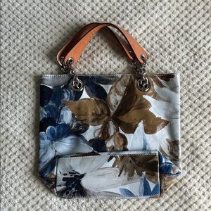 Maurizio Taiuti Floral Tote Bag - Blue, Brown, and Tan